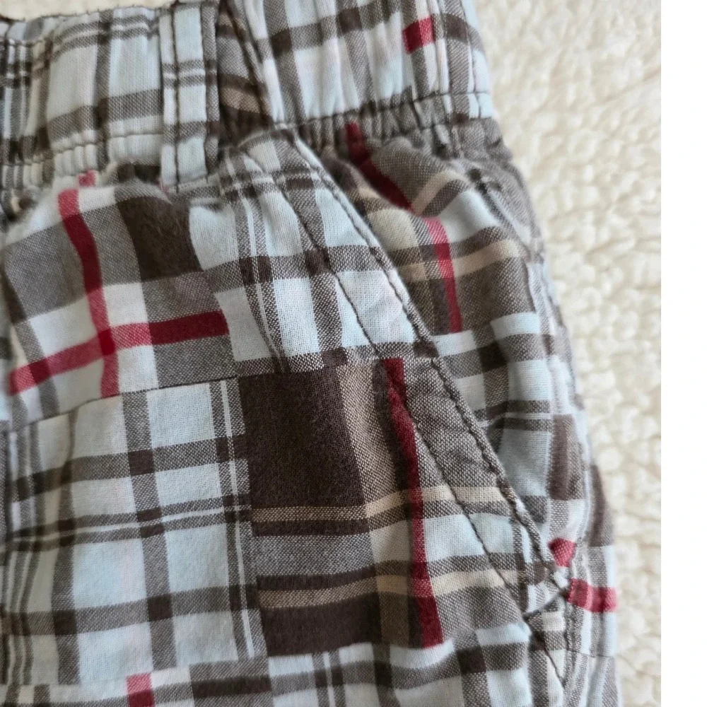 Gymboree Shorts Boys‎ 7 Brown Plaid Cotton Shorts Elastic Waist
